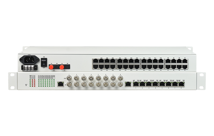 飛暢科技-32路電話+8E1+8FE物理隔離（1+1光備份，19英寸）電話光端機