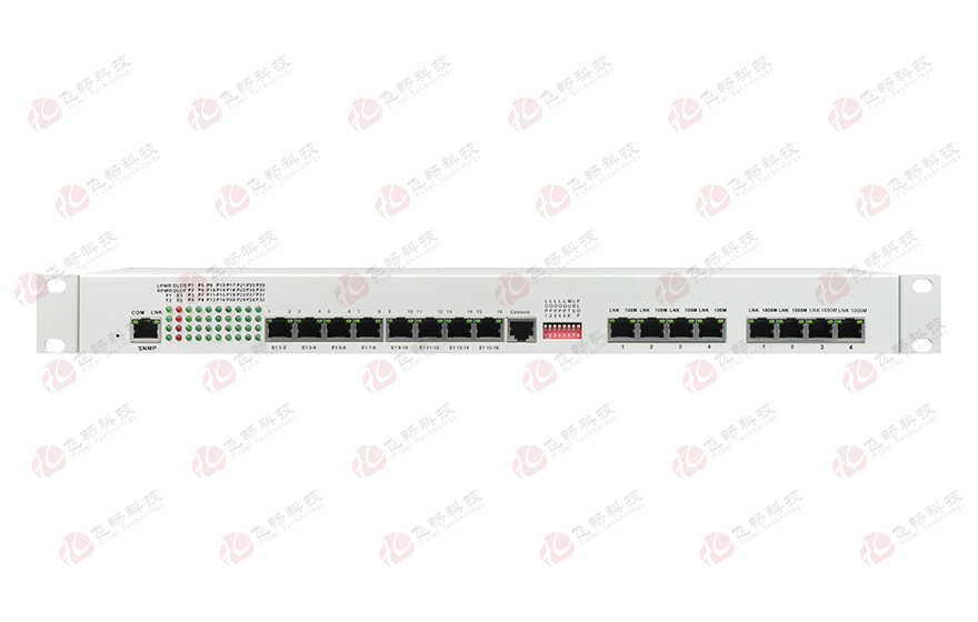 飛暢科技-32路電話(huà)+16E1+4FE+4GE+2路數(shù)據(jù)+SNMP+console（19英寸，物理隔離）電話(huà)光端機(jī)